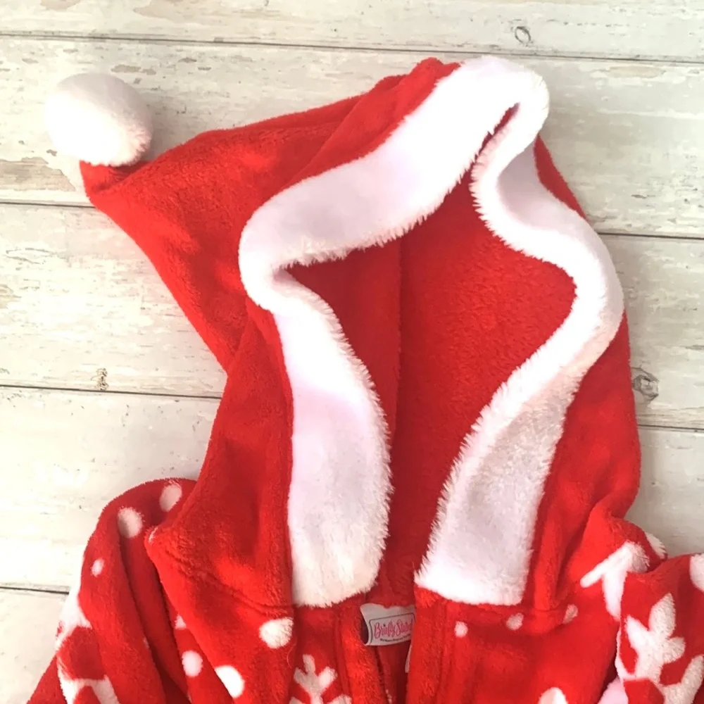 Christmas Poncho Fleece Wearable Blanket Santa Snowflake Print Red White NEW